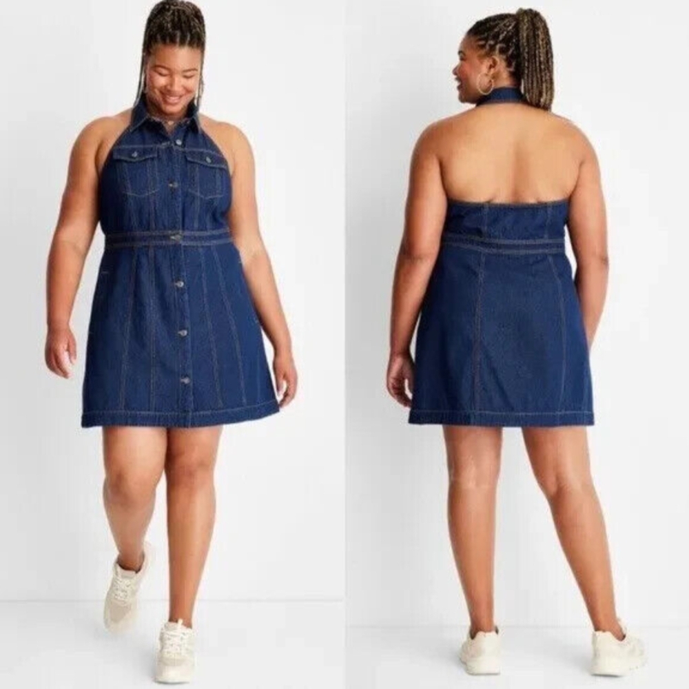 Alani Noelle Future Collective Denim Halter Dress